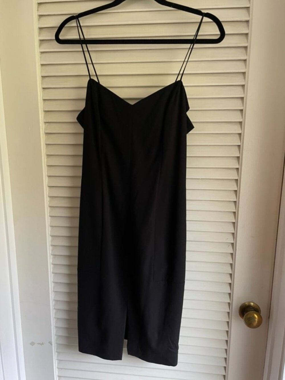 L'AGENCE Black Crepe V-Neck Slip Sheath Dress with Pockets Size 6 Minimalist - Picture 4 of 16